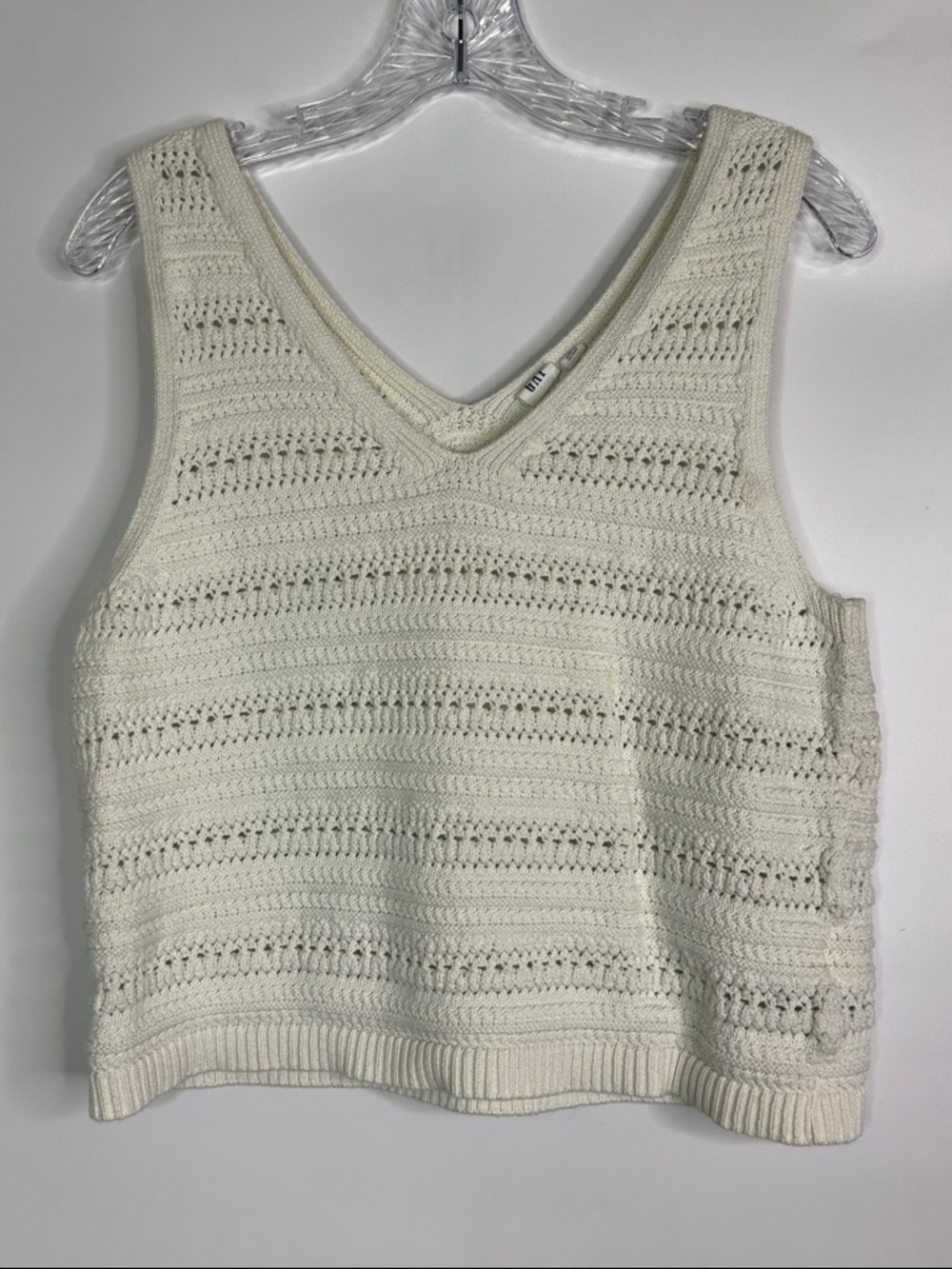 Gap Crochet Off White Vneck Tank Sweater Vest Size Large